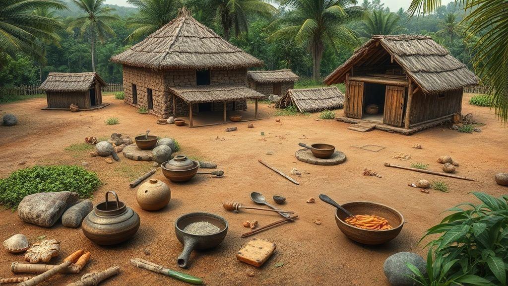  Evidências arqueológicas de aldeias e comunidades associadas